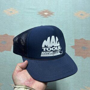 Vintage trucker hat mesh cap Mac tools motorsports blue SnapBack adjustable